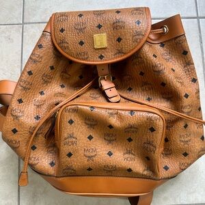 MCM Large Leather Drawstring Backpack